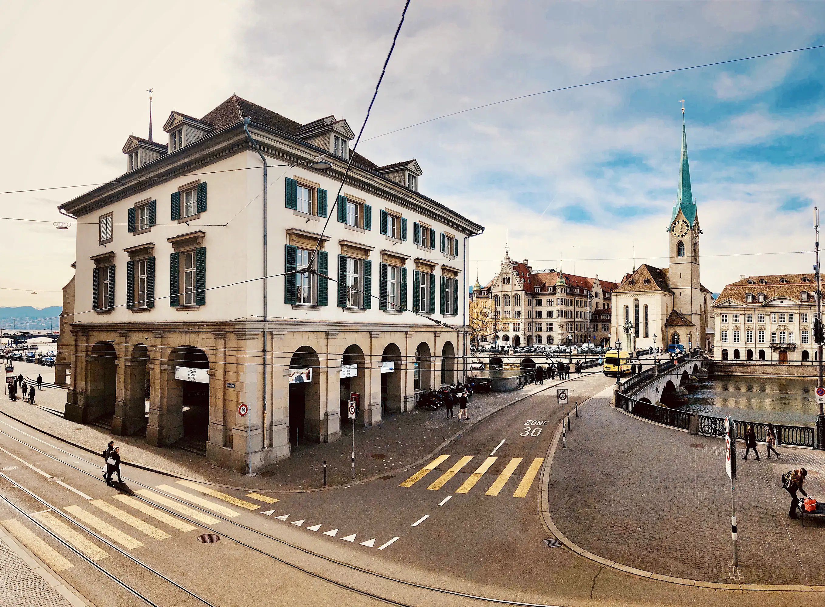 Drone flying over Zurich