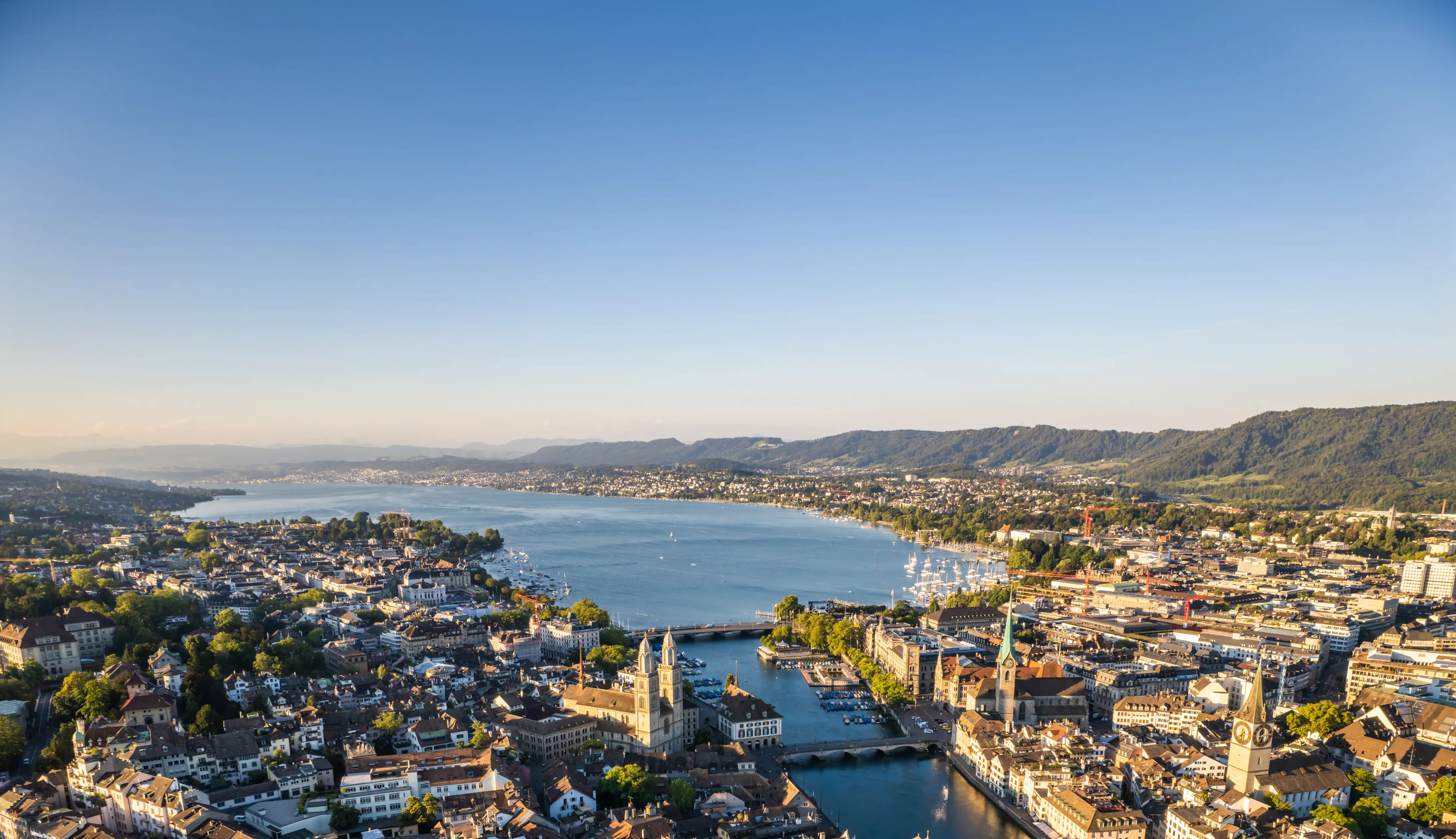 Drone flying over Zurich